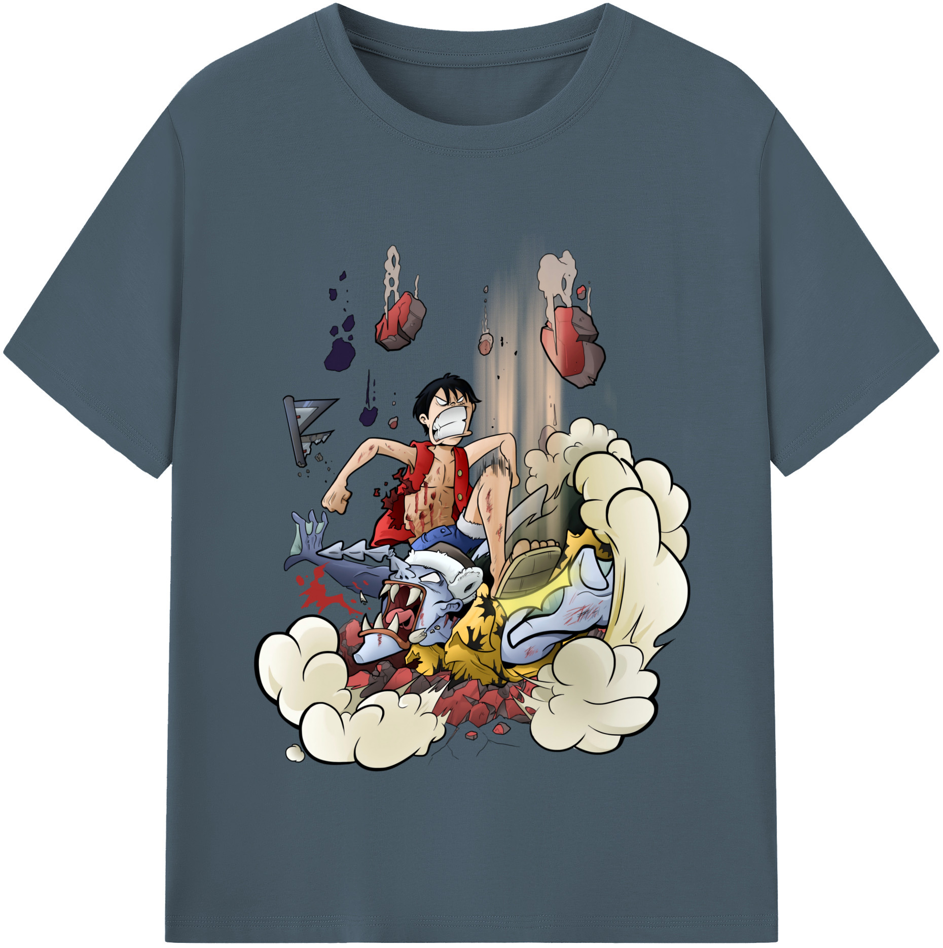 ワンピース モンキー・D・ルフィ ONE PIECE Monkey D. Luffy 綿100％半袖Tシャツ（フロントプリント）